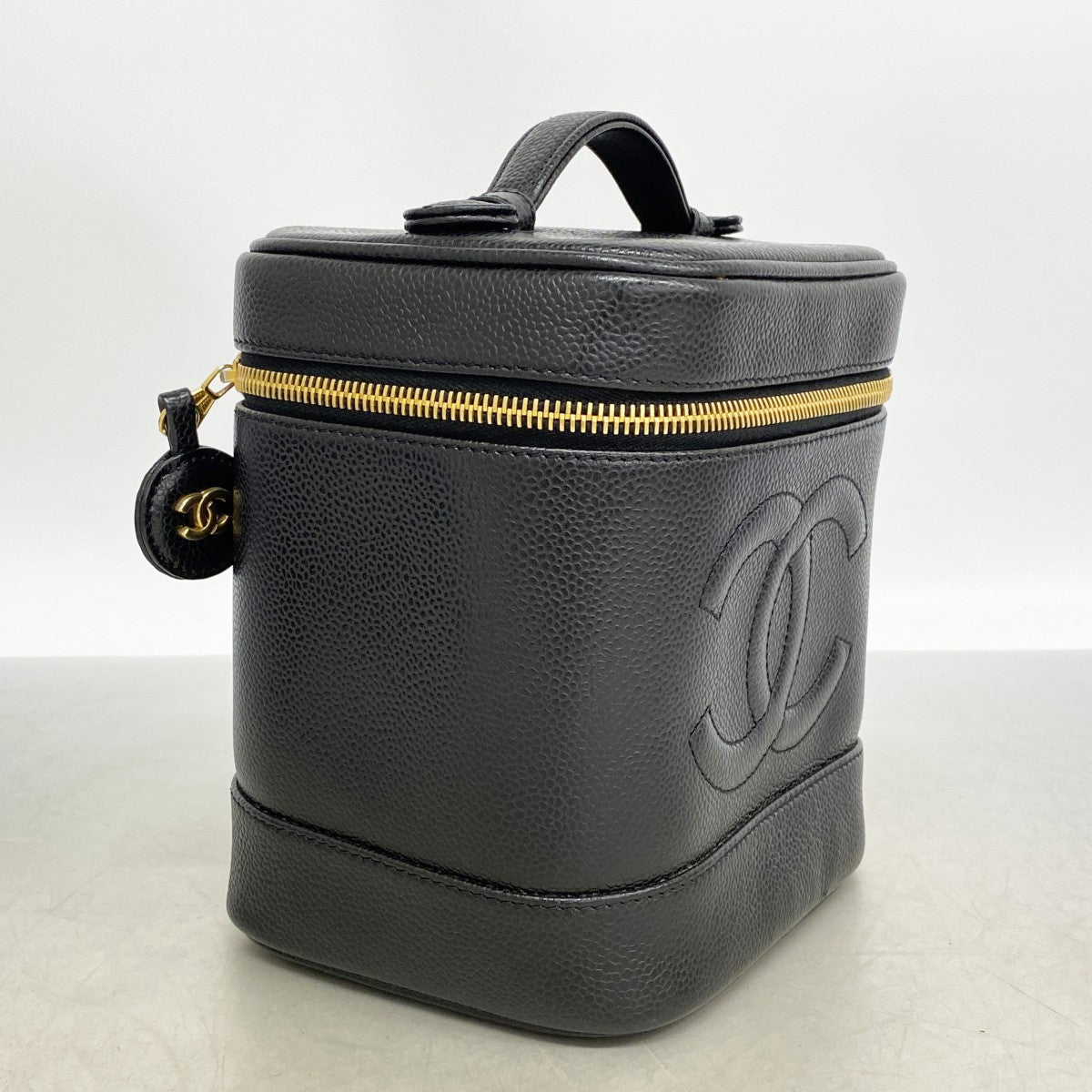 【6fd5613-k】シャネル バニティバッグ キャビアスキン ブラック ゴールド金具【中古】レディース