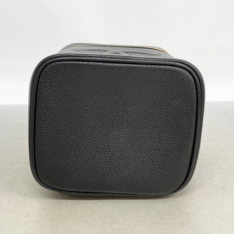 【6fd5613-k】シャネル バニティバッグ キャビアスキン ブラック ゴールド金具【中古】レディース