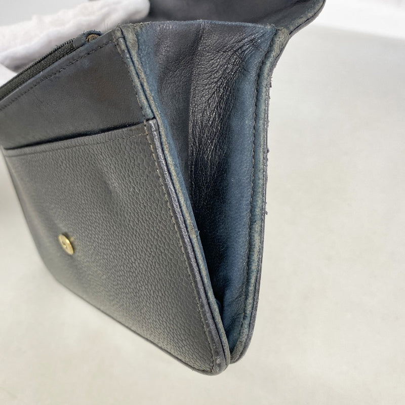 【6fd5615-k】シャネル 長財布 キャビアスキン ブラック ゴールド金具【中古】レディース