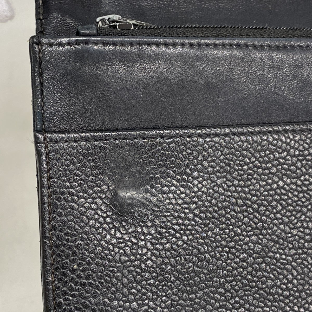 【6fd5615-k】シャネル 長財布 キャビアスキン ブラック ゴールド金具【中古】レディース
