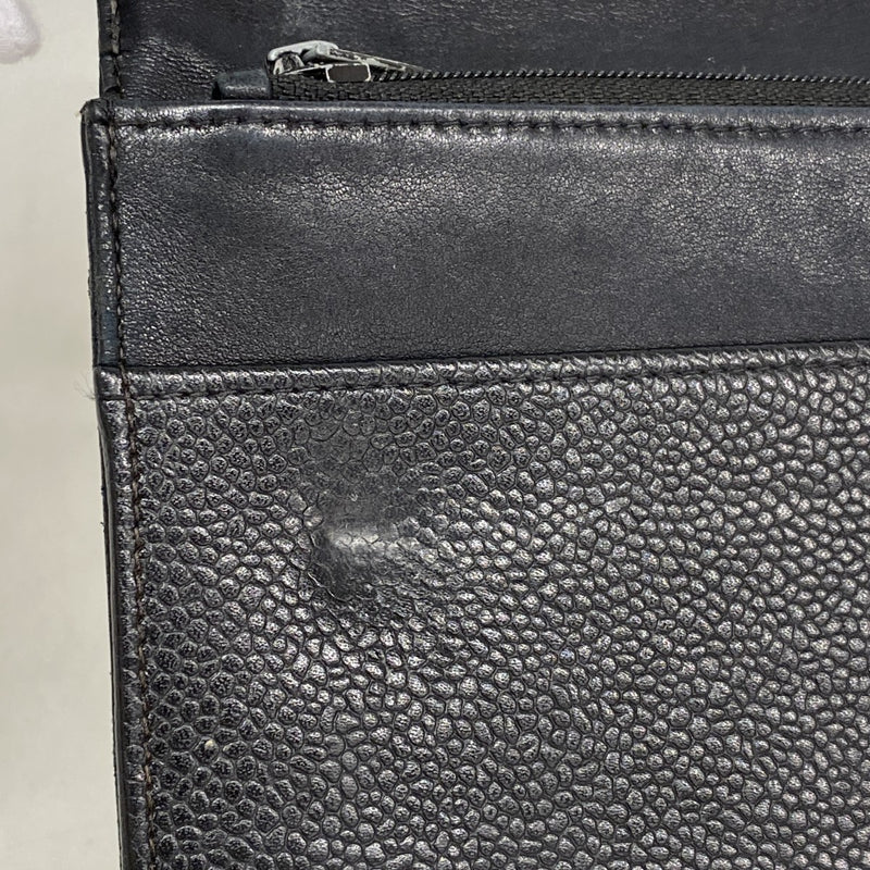 【6fd5615-k】シャネル 長財布 キャビアスキン ブラック ゴールド金具【中古】レディース