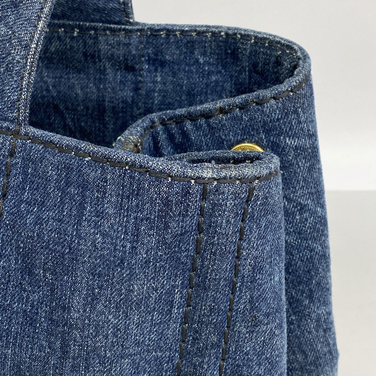 【6fd5630-k】プラダ トートバッグ カナパ キャンバス ネイビー ゴールド金具【中古】レディース