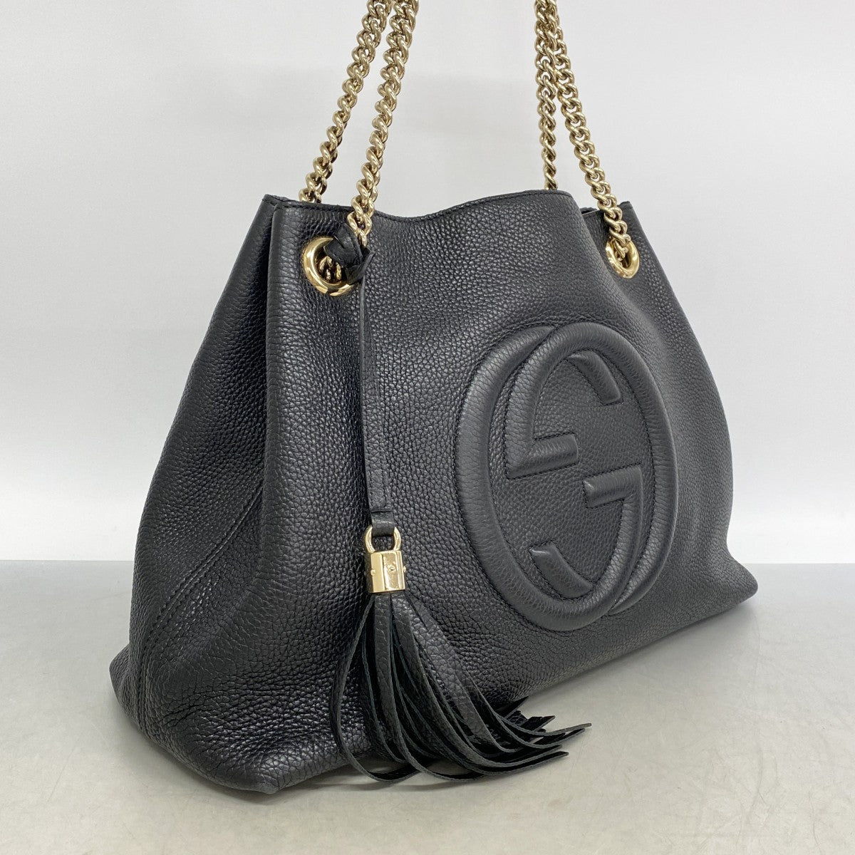 【6fd5631-k】グッチ ショルダーバッグ ソーホー 536196 レザー ブラック シャンパンゴールド金具【中古】レディース
