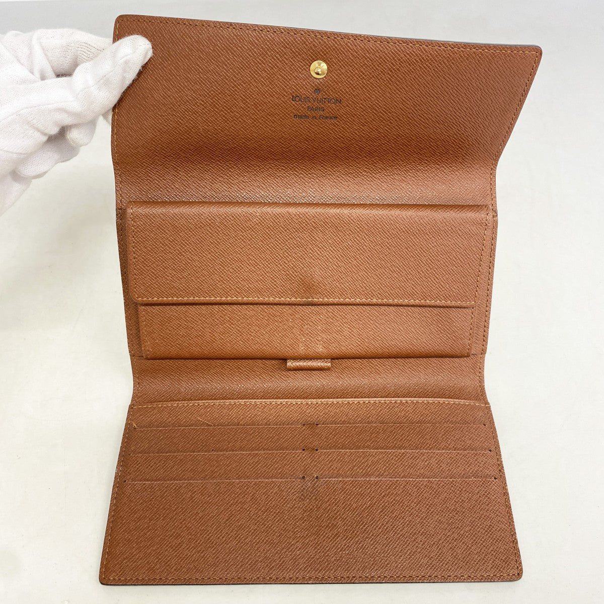 【6fd5651】ルイヴィトン 三つ折り長財布 モノグラム ポルトフォイユインターナショナル M61215 ブラウン【中古】レディース