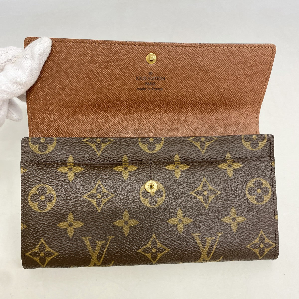 【6fd5652】ルイヴィトン 長財布 モノグラム ポシェットポルトモネクレディ M61726 ブラウン【中古】レディース