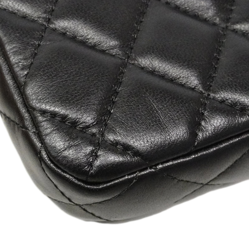 【6fd5678-k】シャネル ショルダーバッグ マトラッセ チェーンショルダー ラムスキン ブラック シルバー金具【中古】レディース