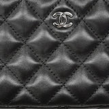【6fd5678-k】シャネル ショルダーバッグ マトラッセ チェーンショルダー ラムスキン ブラック シルバー金具【中古】レディース