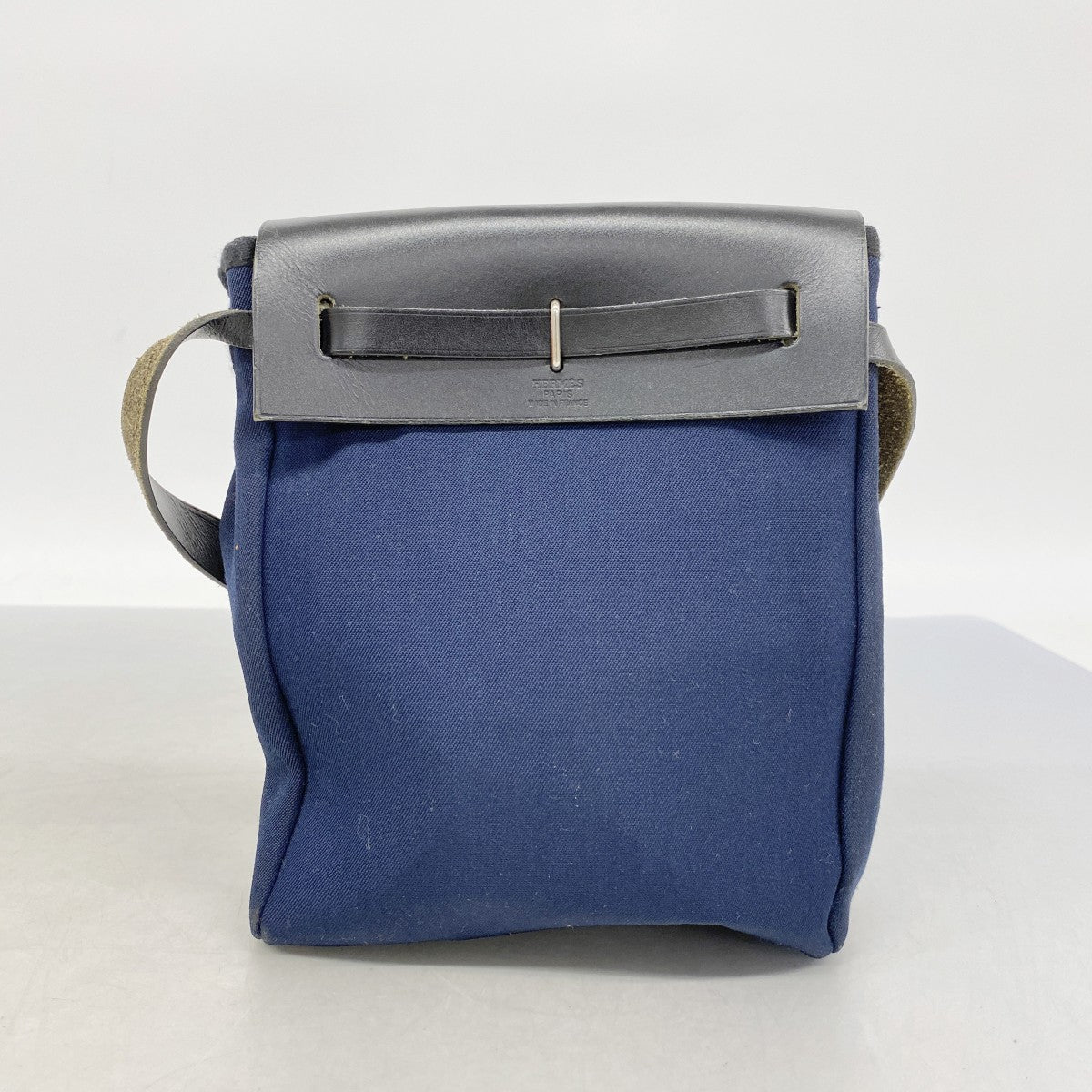 【6fd5687】エルメス ショルダーバッグ エールバッグTPM トワルオフィシエ ネイビー シルバー金具 □H刻印【中古】レディース