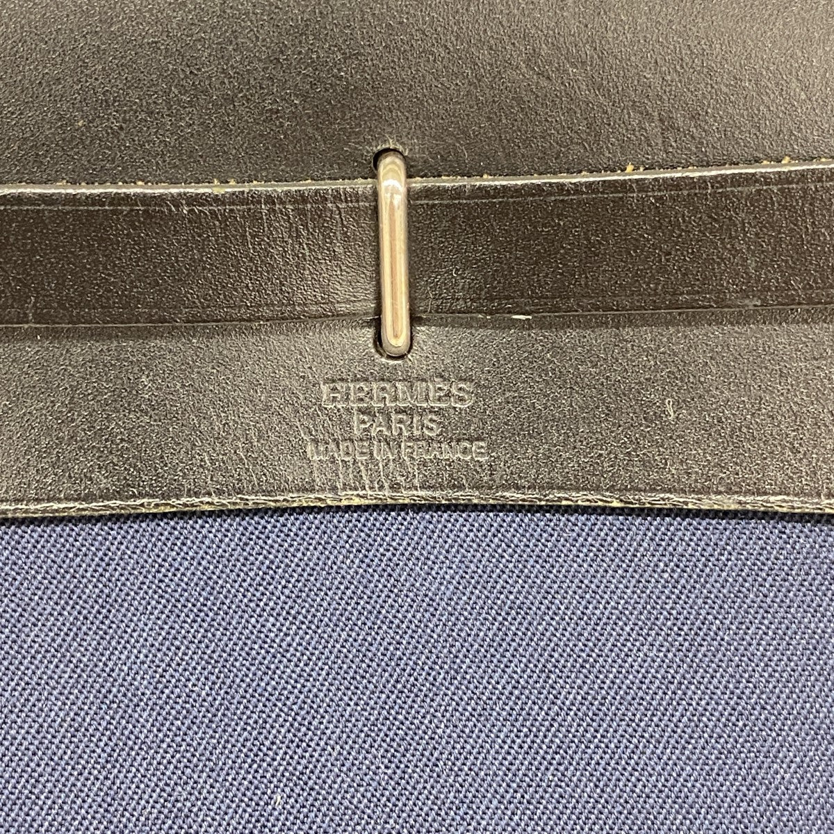 【6fd5687】エルメス ショルダーバッグ エールバッグTPM トワルオフィシエ ネイビー シルバー金具 □H刻印【中古】レディース