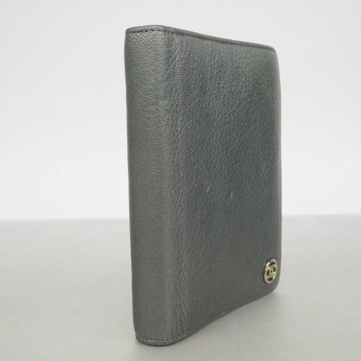 【6fd5748】シャネル 手帳カバー レザー グレー シルバー金具【中古】レディース