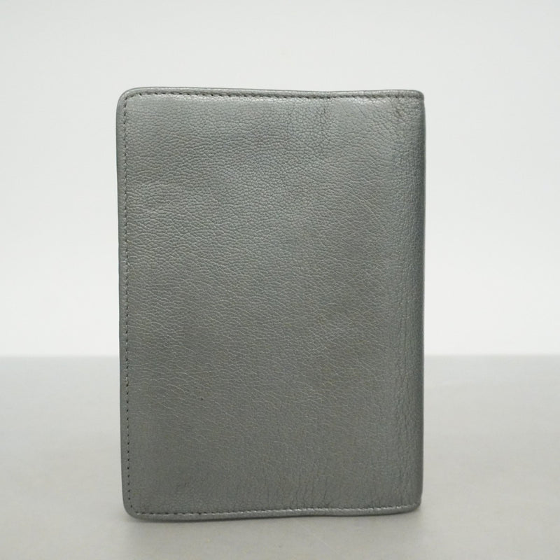 【6fd5748】シャネル 手帳カバー レザー グレー シルバー金具【中古】レディース