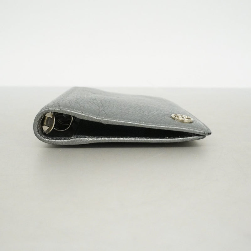 【6fd5748】シャネル 手帳カバー レザー グレー シルバー金具【中古】レディース