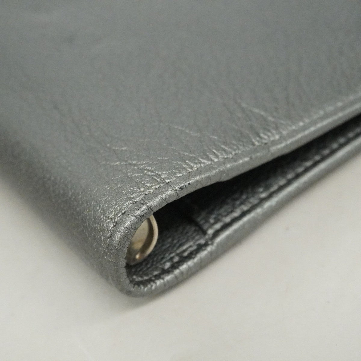 【6fd5748】シャネル 手帳カバー レザー グレー シルバー金具【中古】レディース