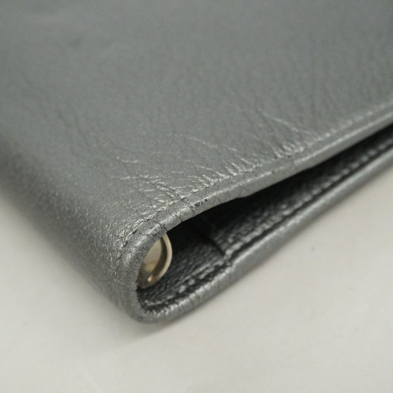 【6fd5748】シャネル 手帳カバー レザー グレー シルバー金具【中古】レディース