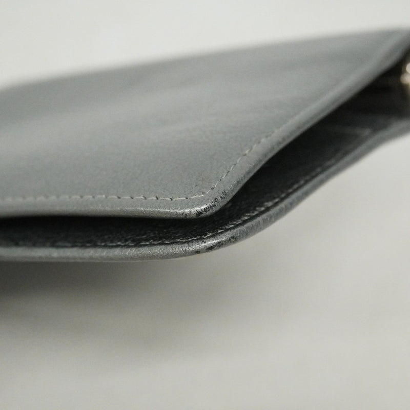 【6fd5748】シャネル 手帳カバー レザー グレー シルバー金具【中古】レディース