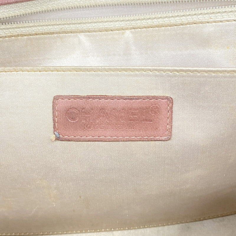 【6fd5759】シャネル ショルダーバッグ ニュートラベル Wチェーン ナイロン ピンク シルバー金具【中古】レディース