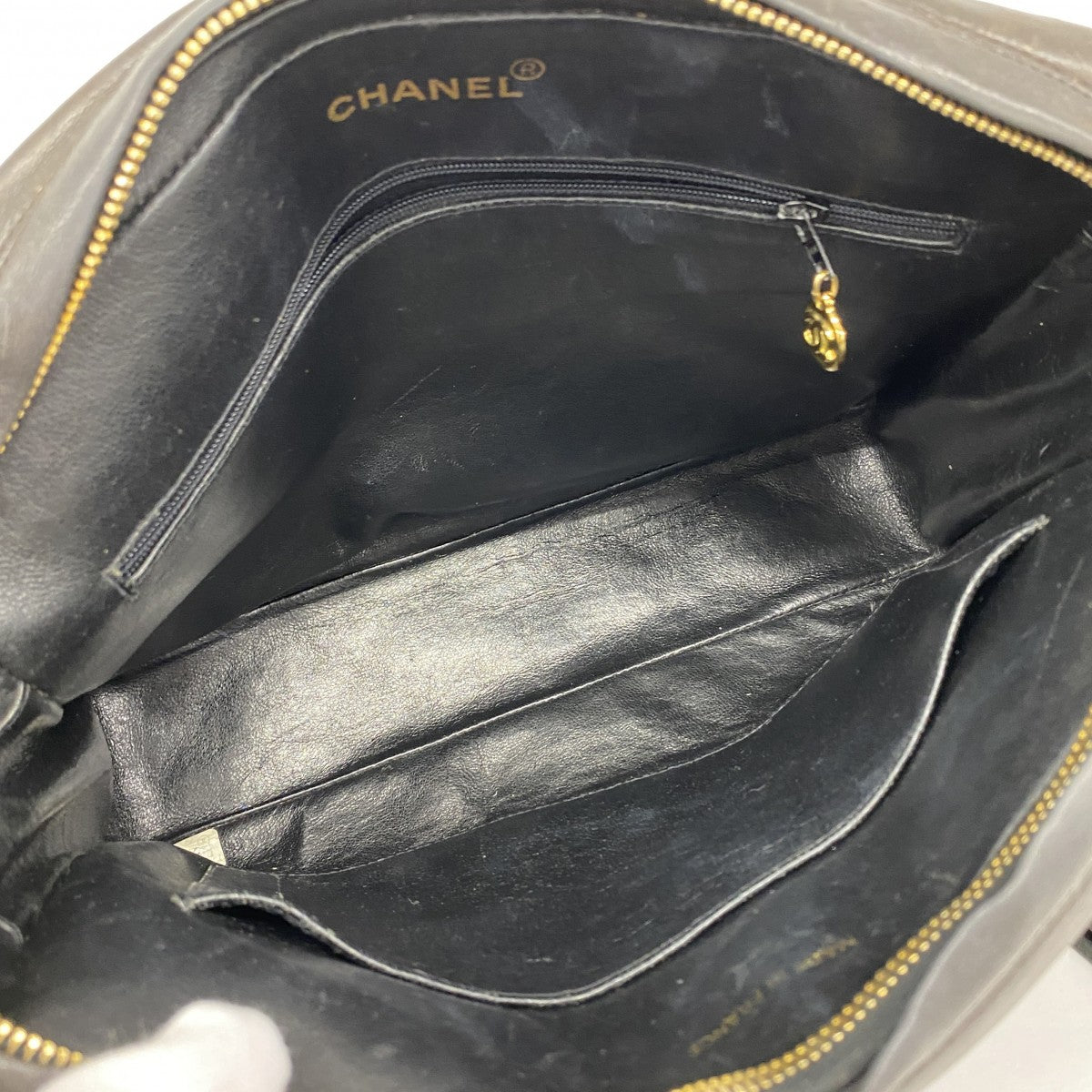 【6fd5760】シャネル ショルダーバッグ マトラッセ フリンジショルダー ラムスキン ブラック ゴールド金具【中古】レディース