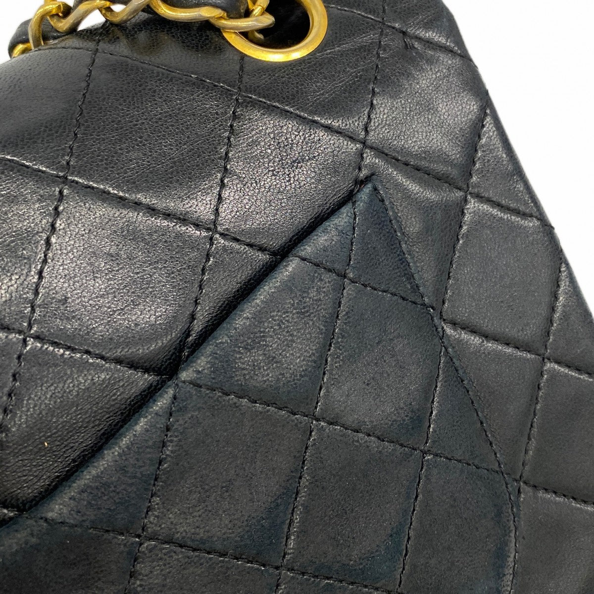 【6fd5762】シャネル ショルダーバッグ マトラッセ Wフラップ Wチェーン ラムスキン ブラック ゴールド金具【中古】レディース