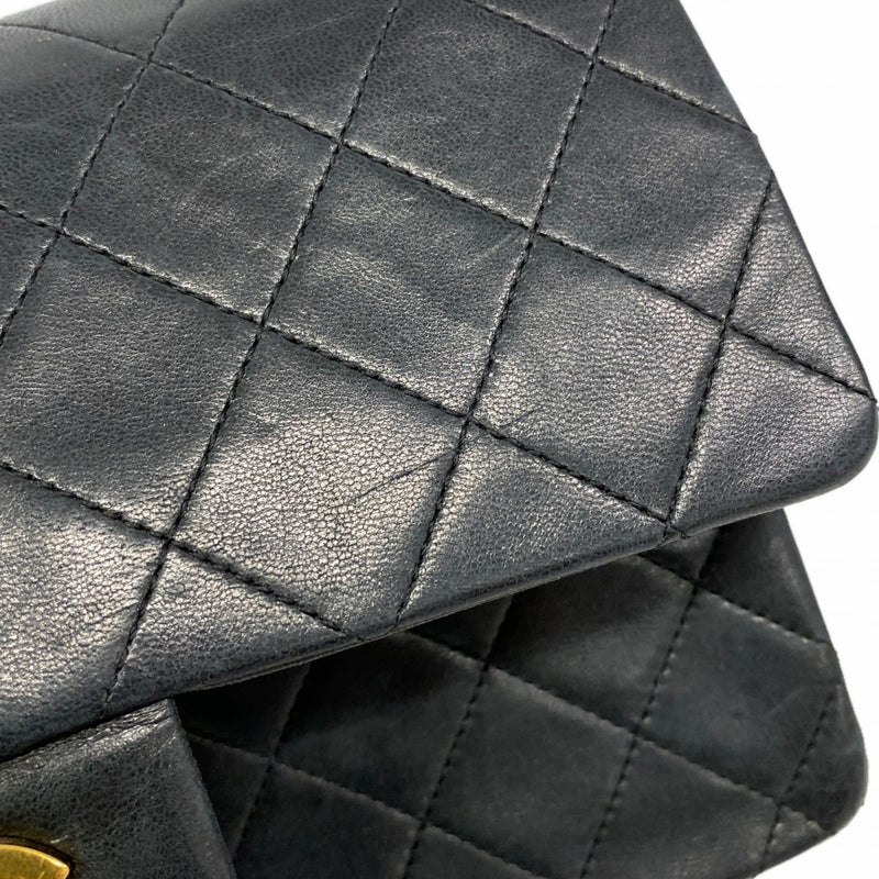 【6fd5762】シャネル ショルダーバッグ マトラッセ Wフラップ Wチェーン ラムスキン ブラック ゴールド金具【中古】レディース