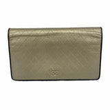 【6fd5763】シャネル 長財布 ビコローレ レザー グレー ブラック シルバー金具【中古】レディース