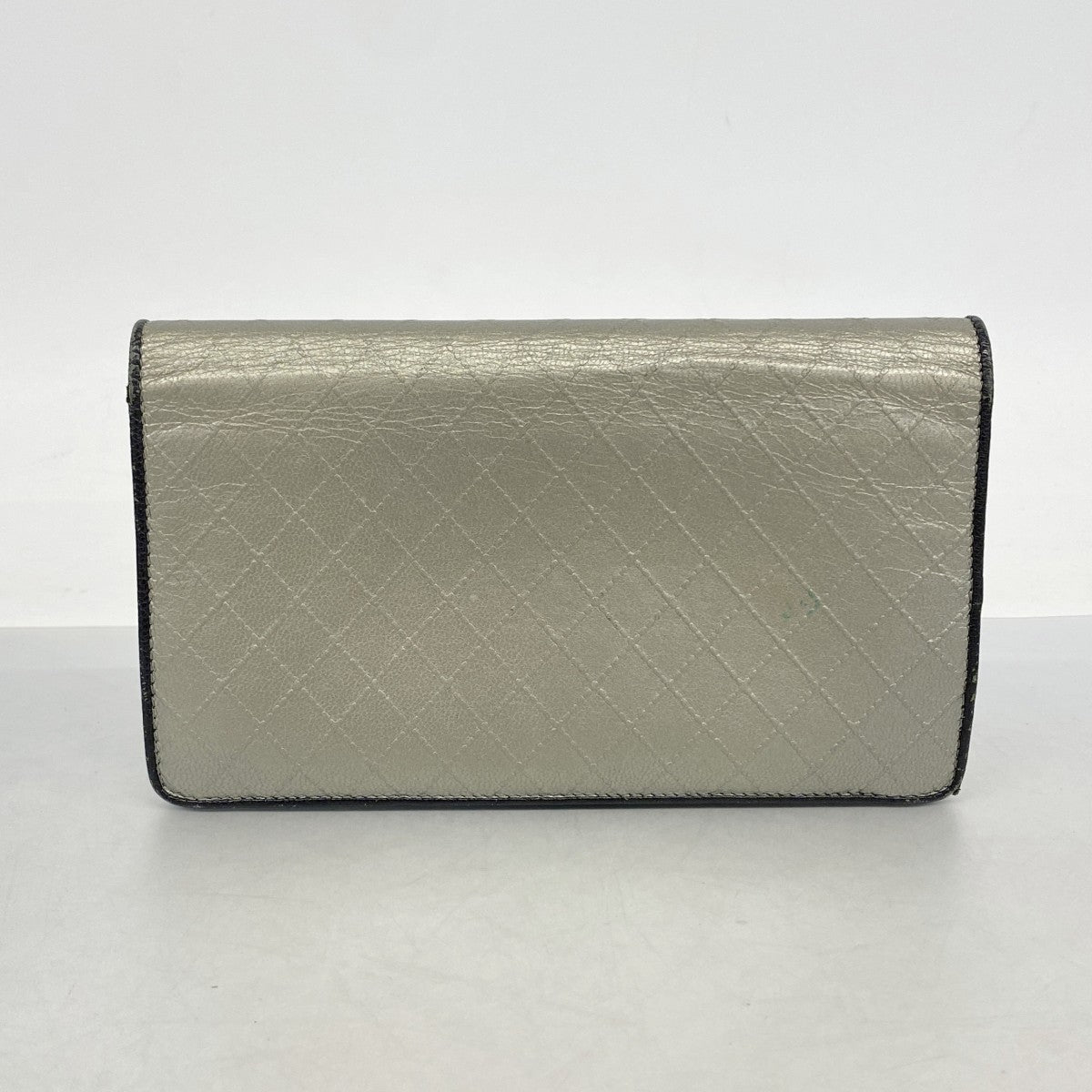 【6fd5763】シャネル 長財布 ビコローレ レザー グレー ブラック シルバー金具【中古】レディース