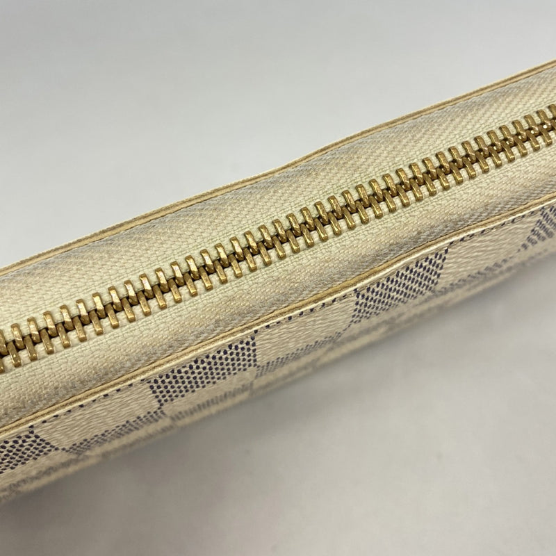 【6fd5767】ルイヴィトン 長財布 ダミエ・アズール ジッピーウォレット N60019 ホワイト【中古】レディース