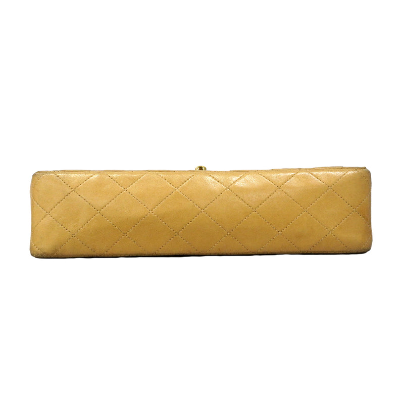 【6fd5772】シャネル ショルダーバッグ マトラッセ Wフラップ Wチェーン ラムスキン ベージュ ゴールド金具【中古】レディース