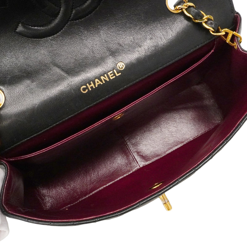 【6fd5773】シャネル ショルダーバッグ マトラッセ チェーンショルダー ラムスキン ブラック ゴールド金具【中古】レディース