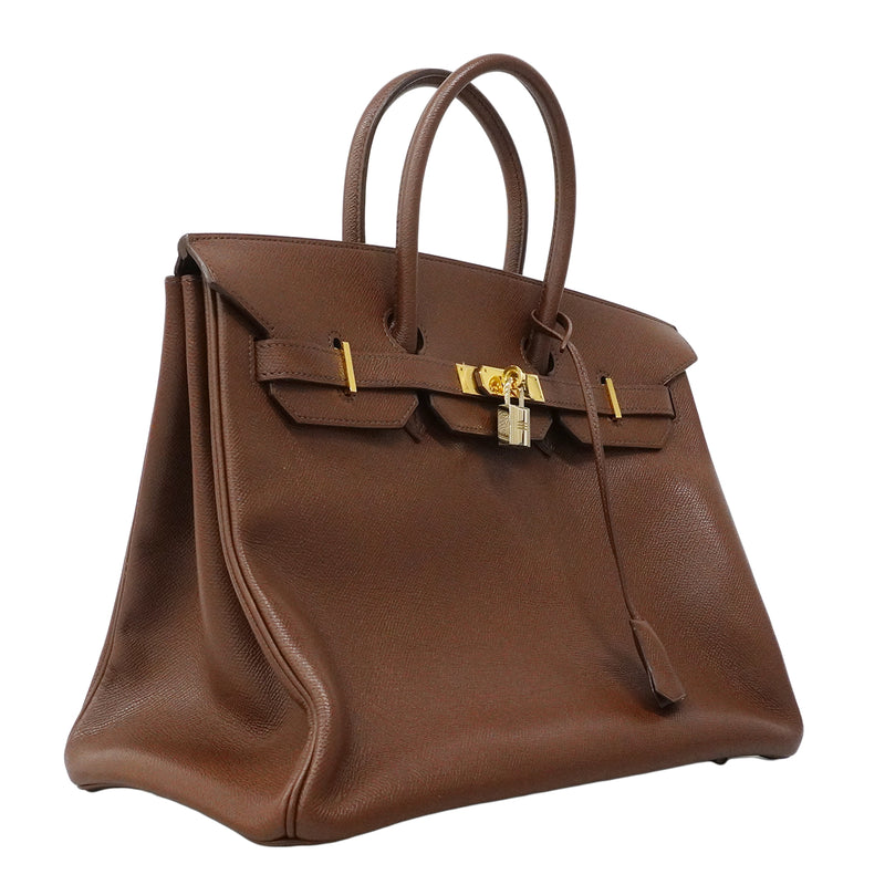 【6fd5774】エルメス ハンドバッグ バーキン35 クシュベル ハバナ ゴールド金具 □I刻印【中古】レディース
