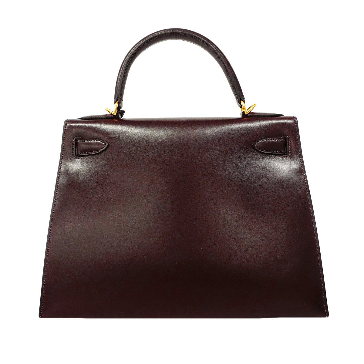【6fd5775】エルメス ハンドバッグ ケリー28 ボックスカーフ ハバナ ゴールド金具 □E刻印 2wayバッグ【中古】レディース