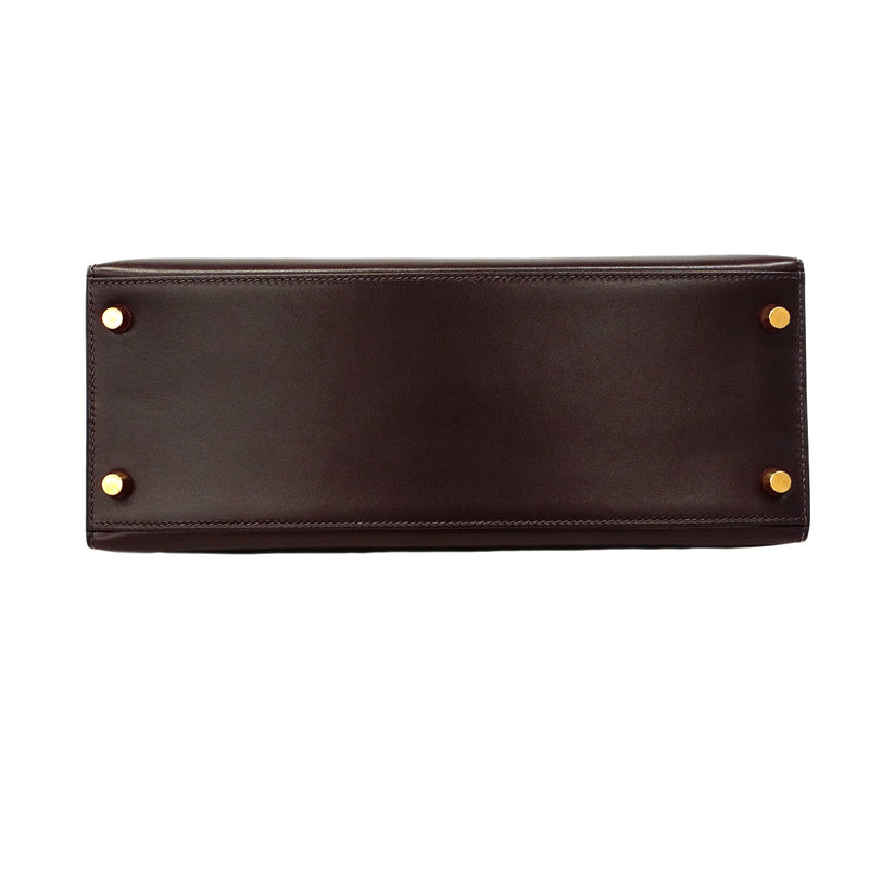 【6fd5775】エルメス ハンドバッグ ケリー28 ボックスカーフ ハバナ ゴールド金具 □E刻印 2wayバッグ【中古】レディース