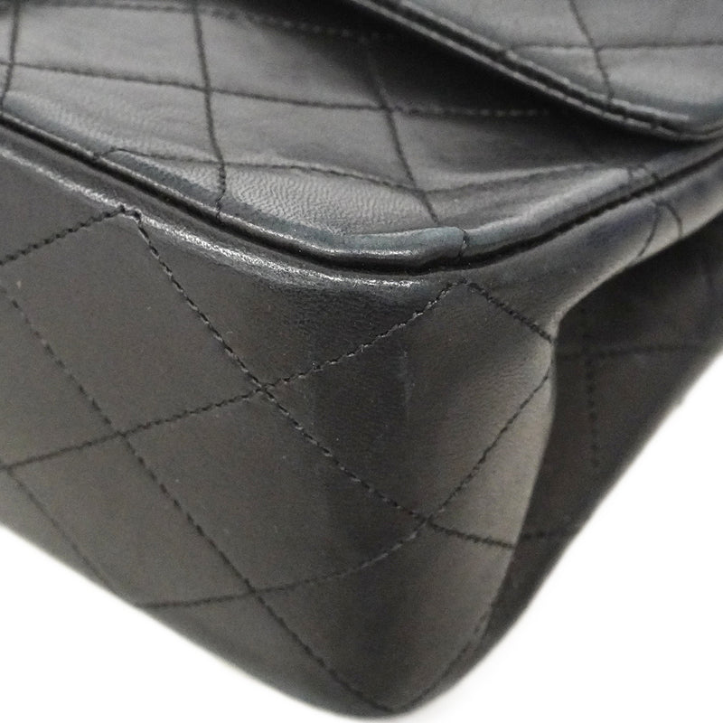 【6fd5777】シャネル ショルダーバッグ マトラッセ Wフラップ Wチェーン ラムスキン ブラック ゴールド金具【中古】レディース