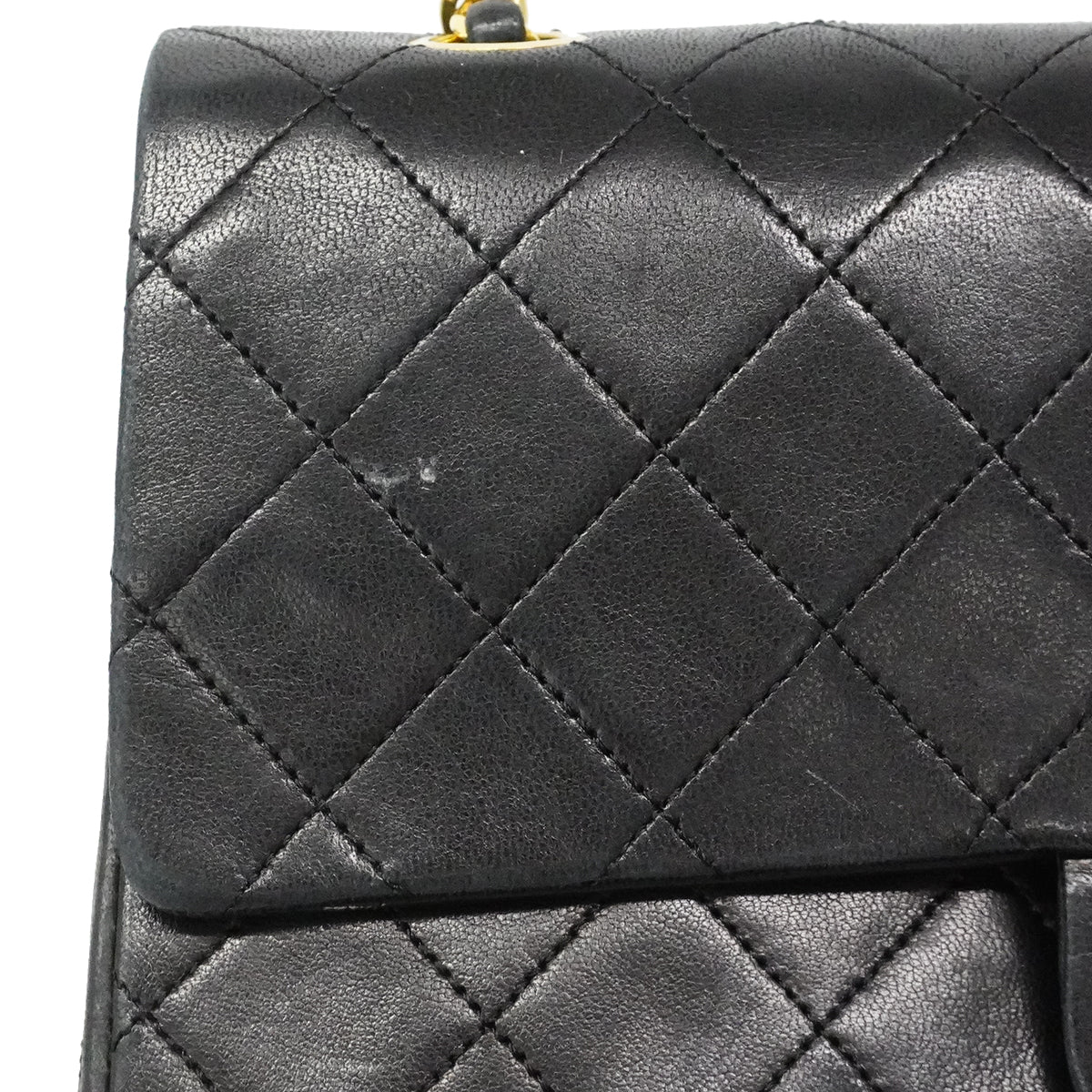 【6fd5777】シャネル ショルダーバッグ マトラッセ Wフラップ Wチェーン ラムスキン ブラック ゴールド金具【中古】レディース