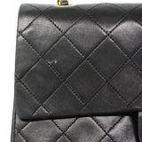 【6fd5777】シャネル ショルダーバッグ マトラッセ Wフラップ Wチェーン ラムスキン ブラック ゴールド金具【中古】レディース