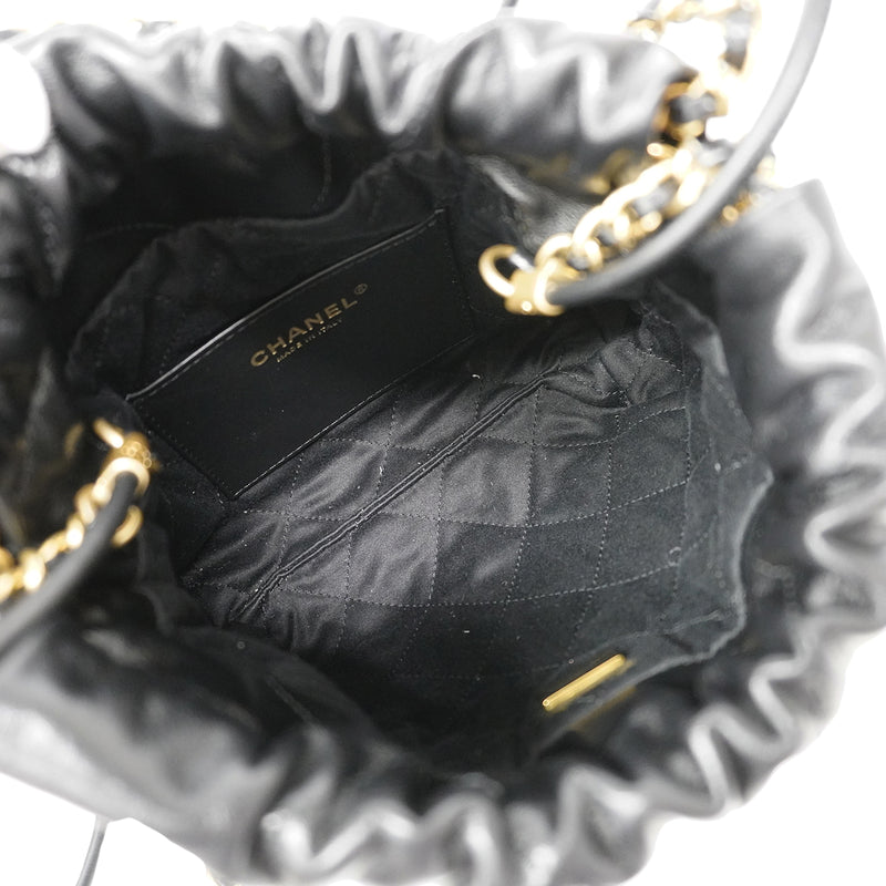 【6fd5778】シャネル ハンドバッグ チェーンショルダー シャネル22ミニ カーフ ブラック ゴールド金具 2wayバッグ【中古】レディース