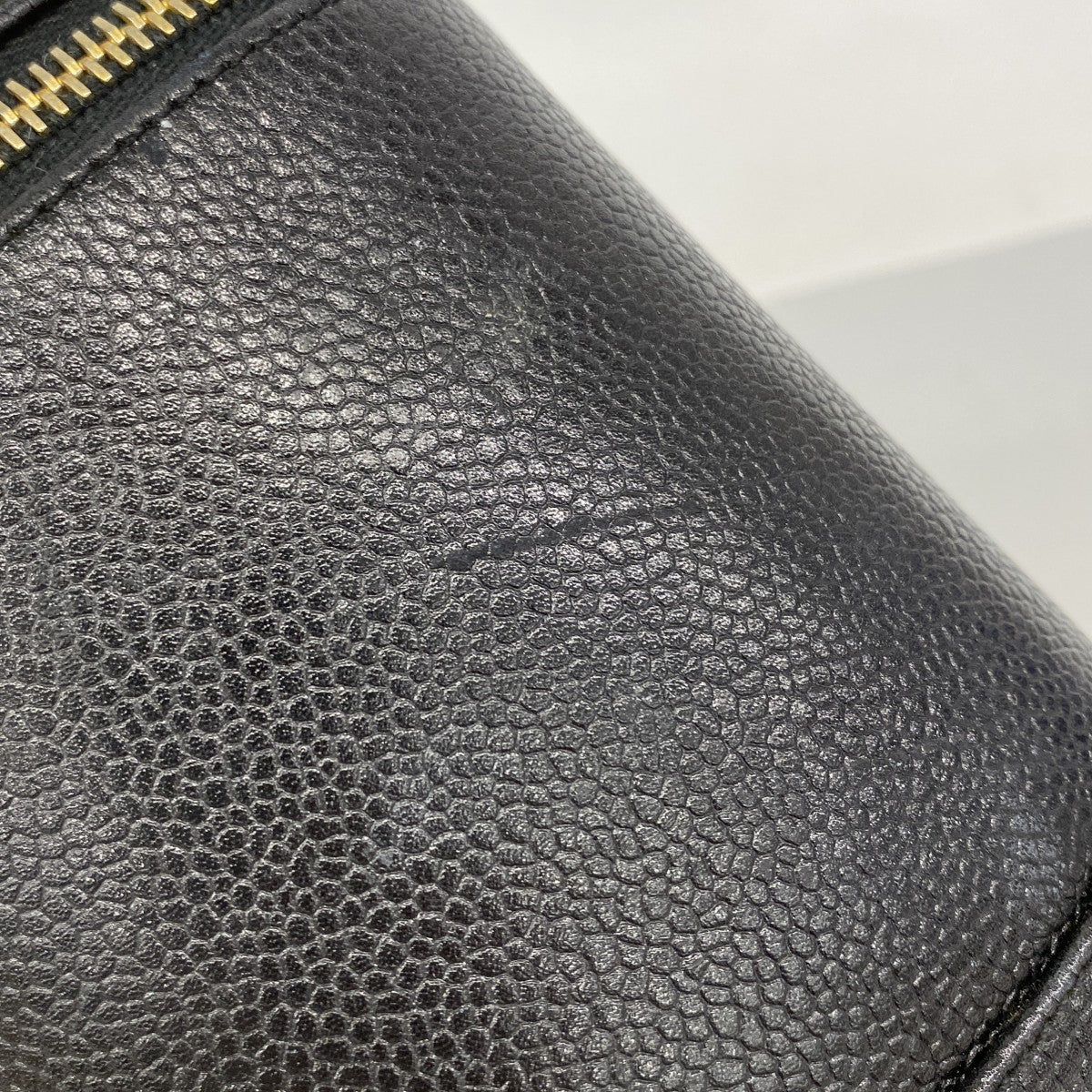 【6fd5790】シャネル バニティバッグ キャビアスキン ブラック ゴールド金具【中古】レディース