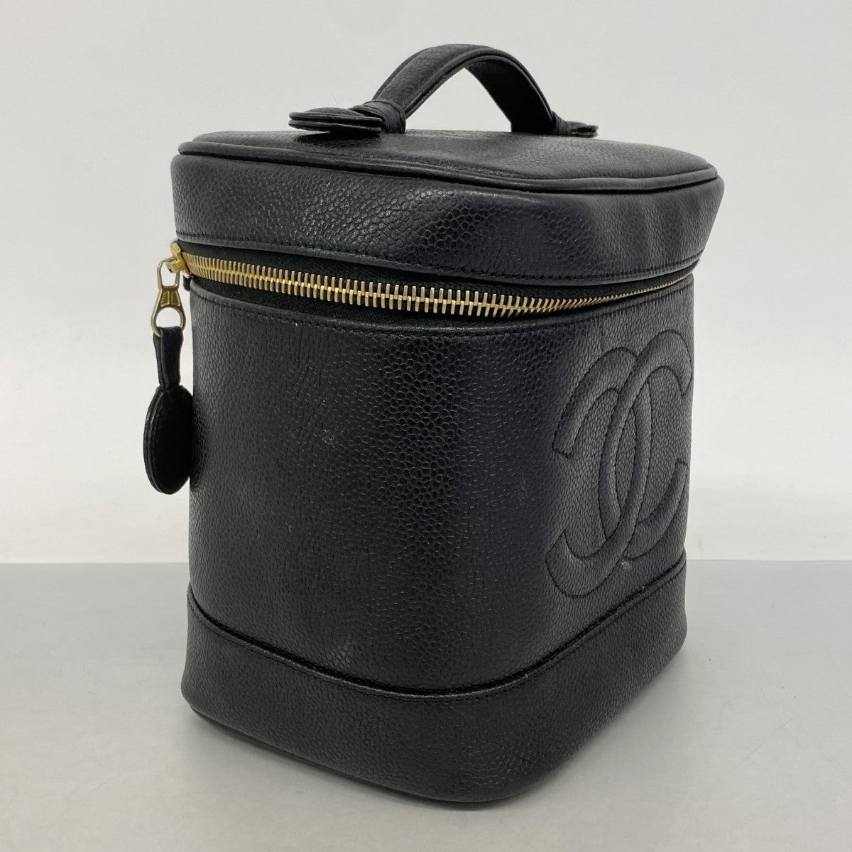 【6fd5790】シャネル バニティバッグ キャビアスキン ブラック ゴールド金具【中古】レディース