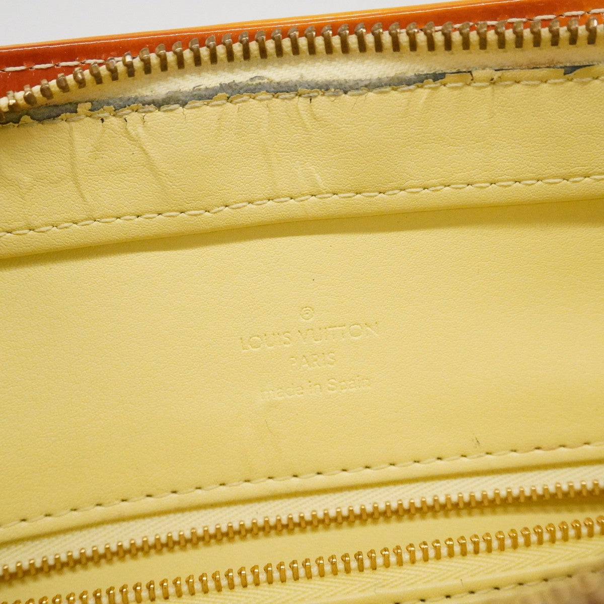 【6fd5813】ルイヴィトン トートバッグ ヴェルニ ヒューストン M91055 ライムイエロー【中古】レディース