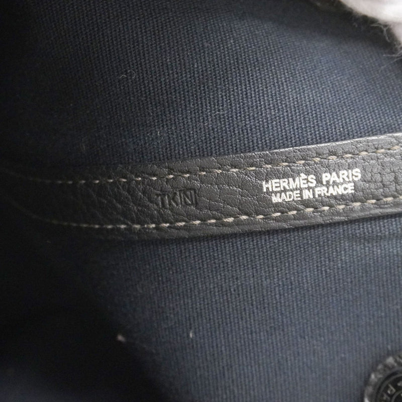 【6fd5830】エルメス トートバッグ ガーデンパーティPM トワルオフィシエ ブラック シルバー金具 □N刻印【中古】レディース