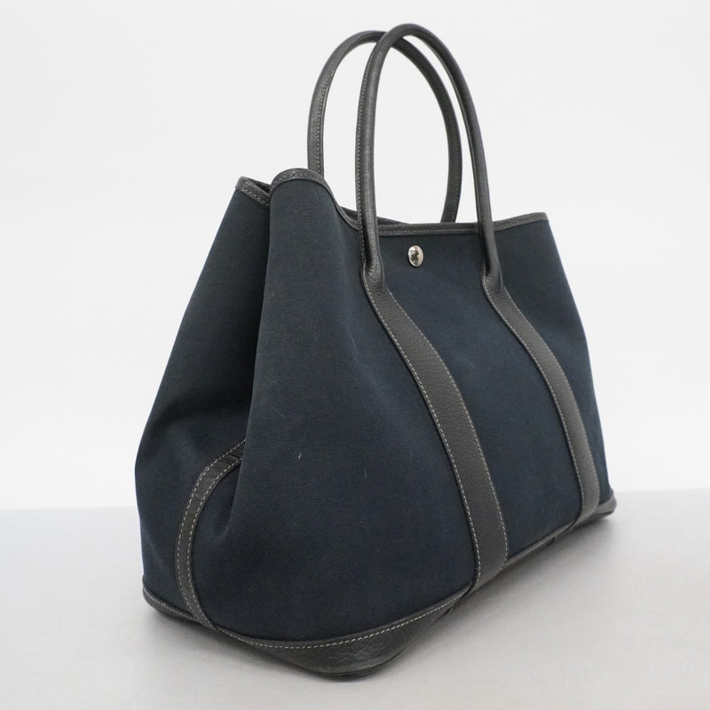 【6fd5830】エルメス トートバッグ ガーデンパーティPM トワルオフィシエ ブラック シルバー金具 □N刻印【中古】レディース