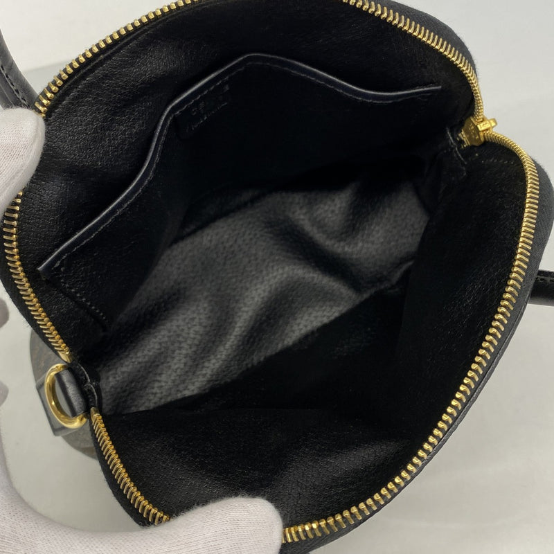 【6fd5841】セリーヌ ハンドバッグ マカダム PVC ブラック ゴールド金具【中古】レディース