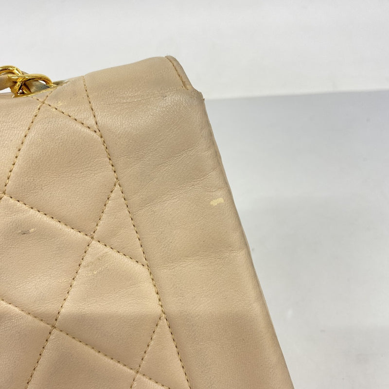 【6fd5846】シャネル ショルダーバッグ マトラッセ チェーンショルダー ラムスキン ベージュ ゴールド金具【中古】レディース