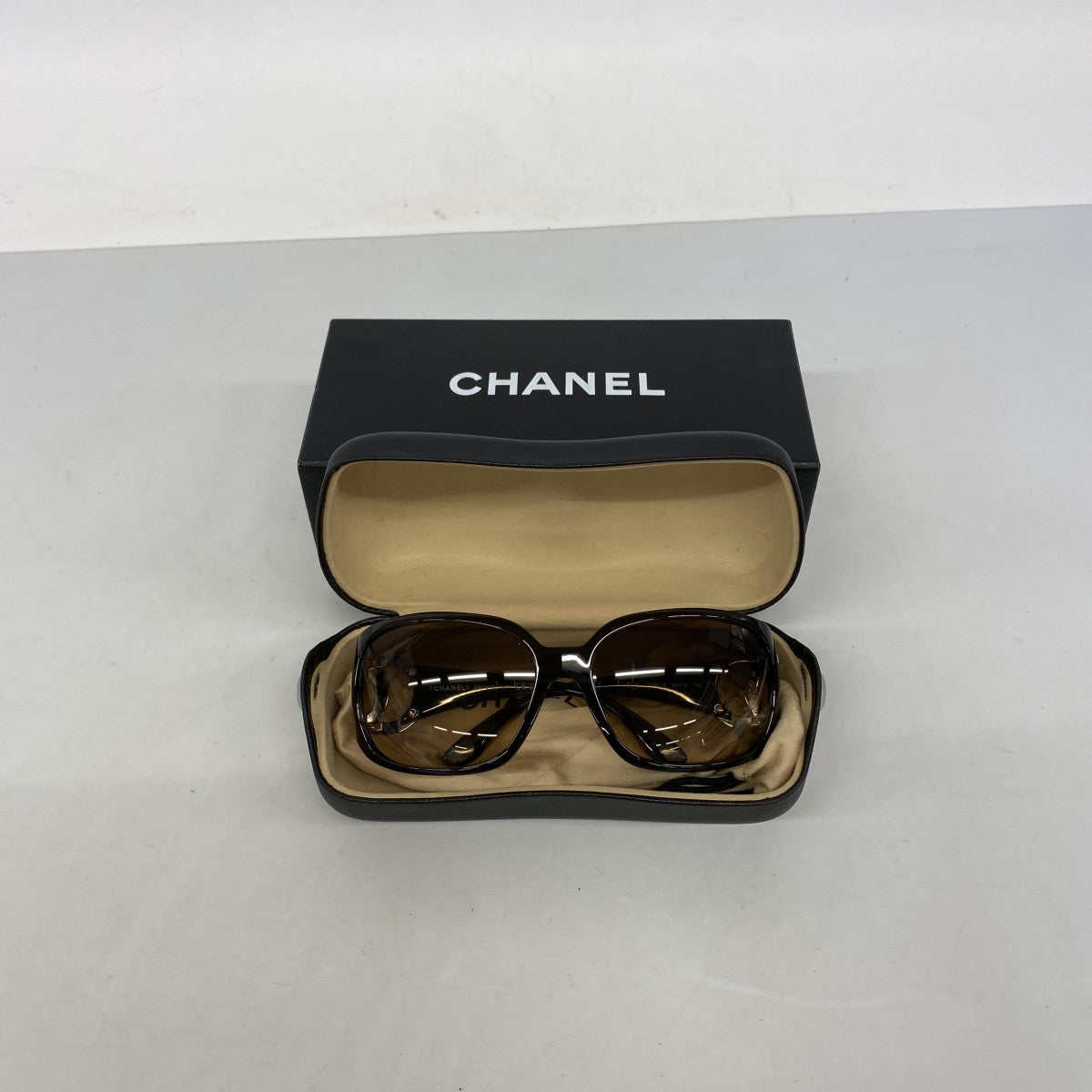 【6fd5849】シャネル サングラス 6014 プラスチック ブラウン シルバー金具【中古】レディース