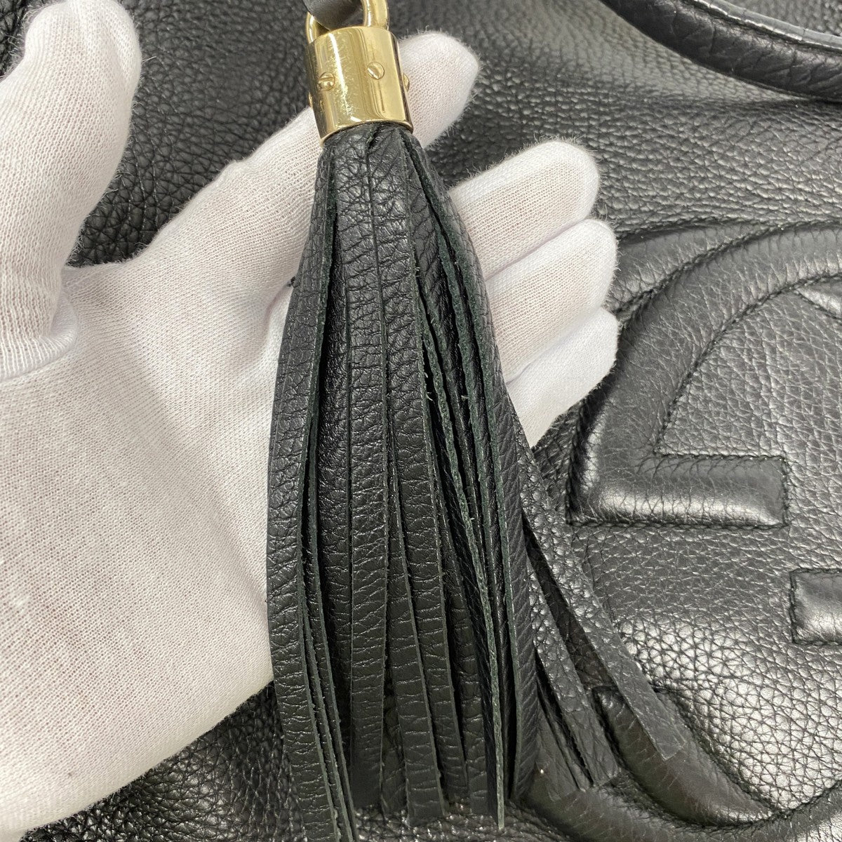 【6fd5851】グッチ トートバッグ ソーホー 282308 レザー ブラック ゴールド金具【中古】レディース