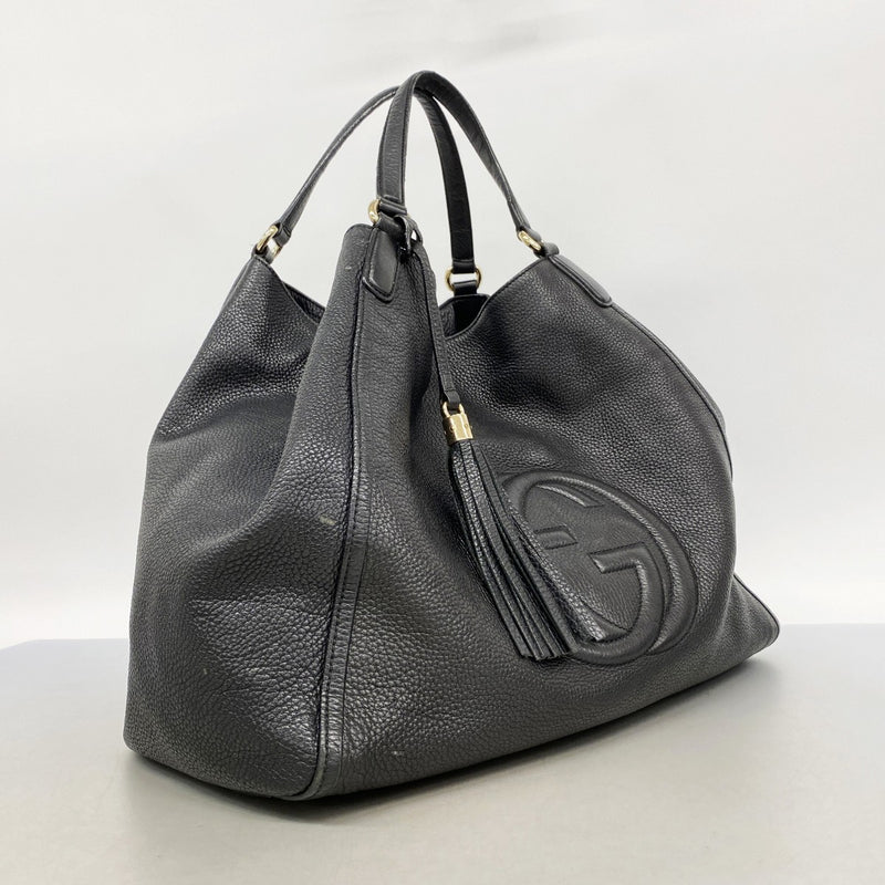 【6fd5851】グッチ トートバッグ ソーホー 282308 レザー ブラック ゴールド金具【中古】レディース