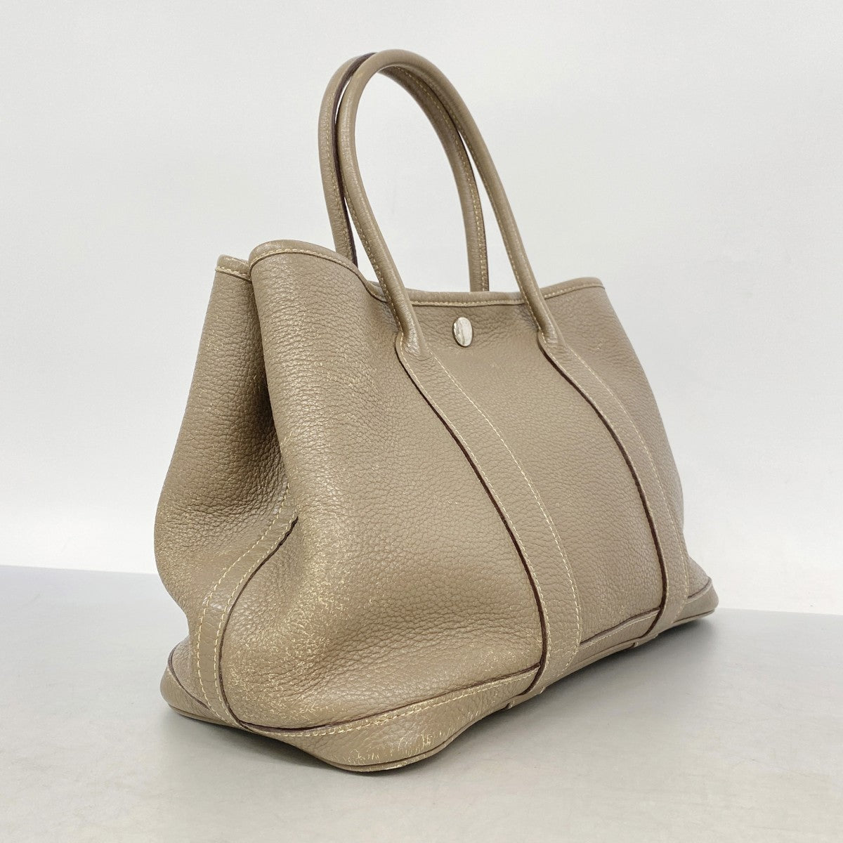 【6fd5852】エルメス トートバッグ ガーデンパーティTPM トリヨンクレマンス エトゥープ シルバー金具 □O刻印【中古】レディース