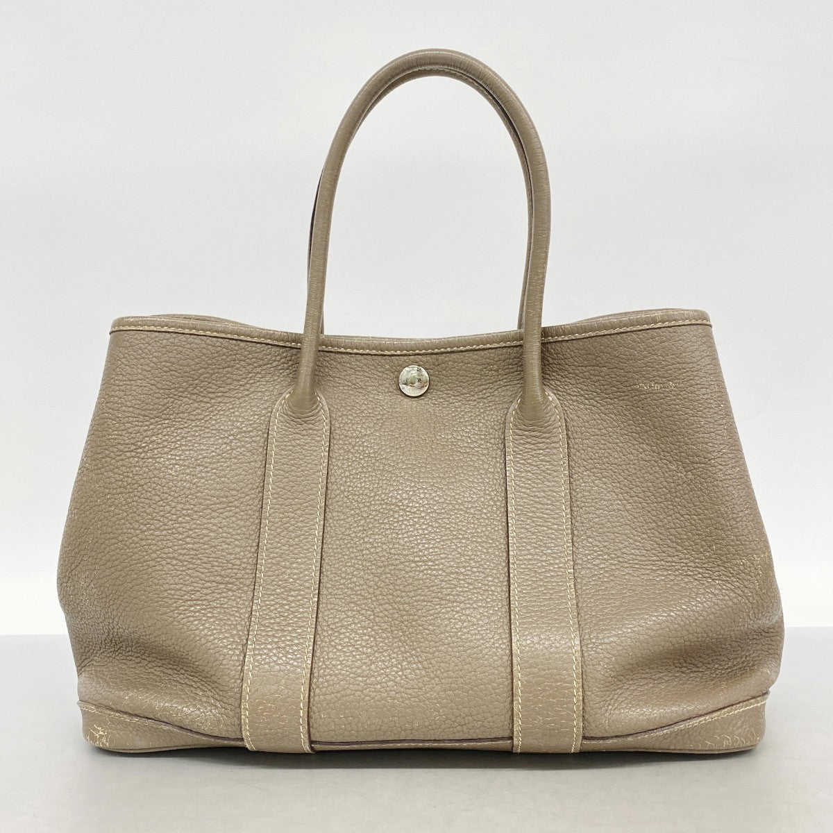 【6fd5852】エルメス トートバッグ ガーデンパーティTPM トリヨンクレマンス エトゥープ シルバー金具 □O刻印【中古】レディース