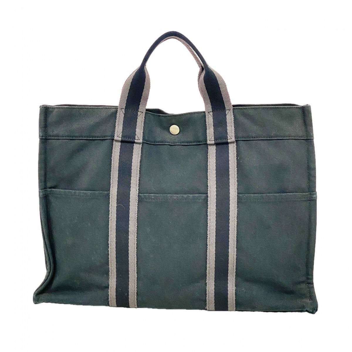 【6fd5876】エルメス トートバッグ フールトゥMM キャンバス ブラック シルバー金具【中古】メンズ レディース ユニセックス
