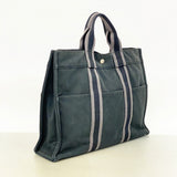 【6fd5876】エルメス トートバッグ フールトゥMM キャンバス ブラック シルバー金具【中古】メンズ レディース ユニセックス