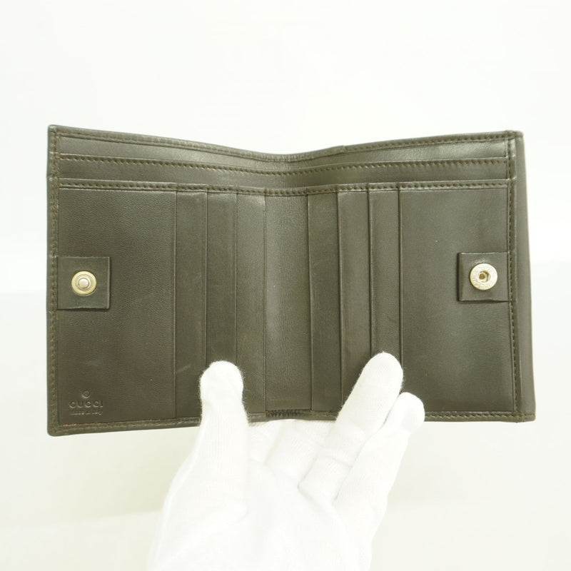 【6fd5895】グッチ 財布 035 1408 2090 レザー ダークブラウン シルバー金具【中古】レディース